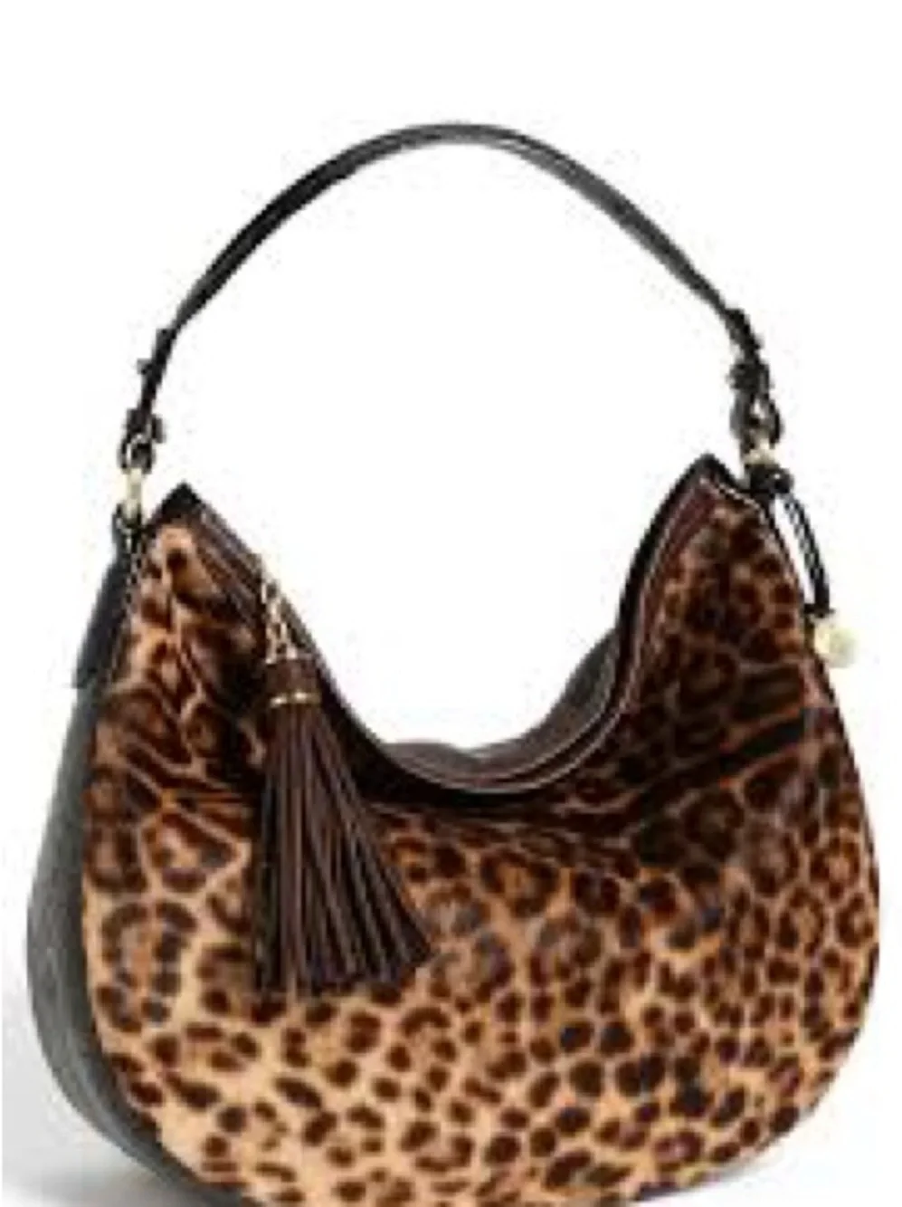 Brahmin Kathleen leopard print calf hair hobo leather bag